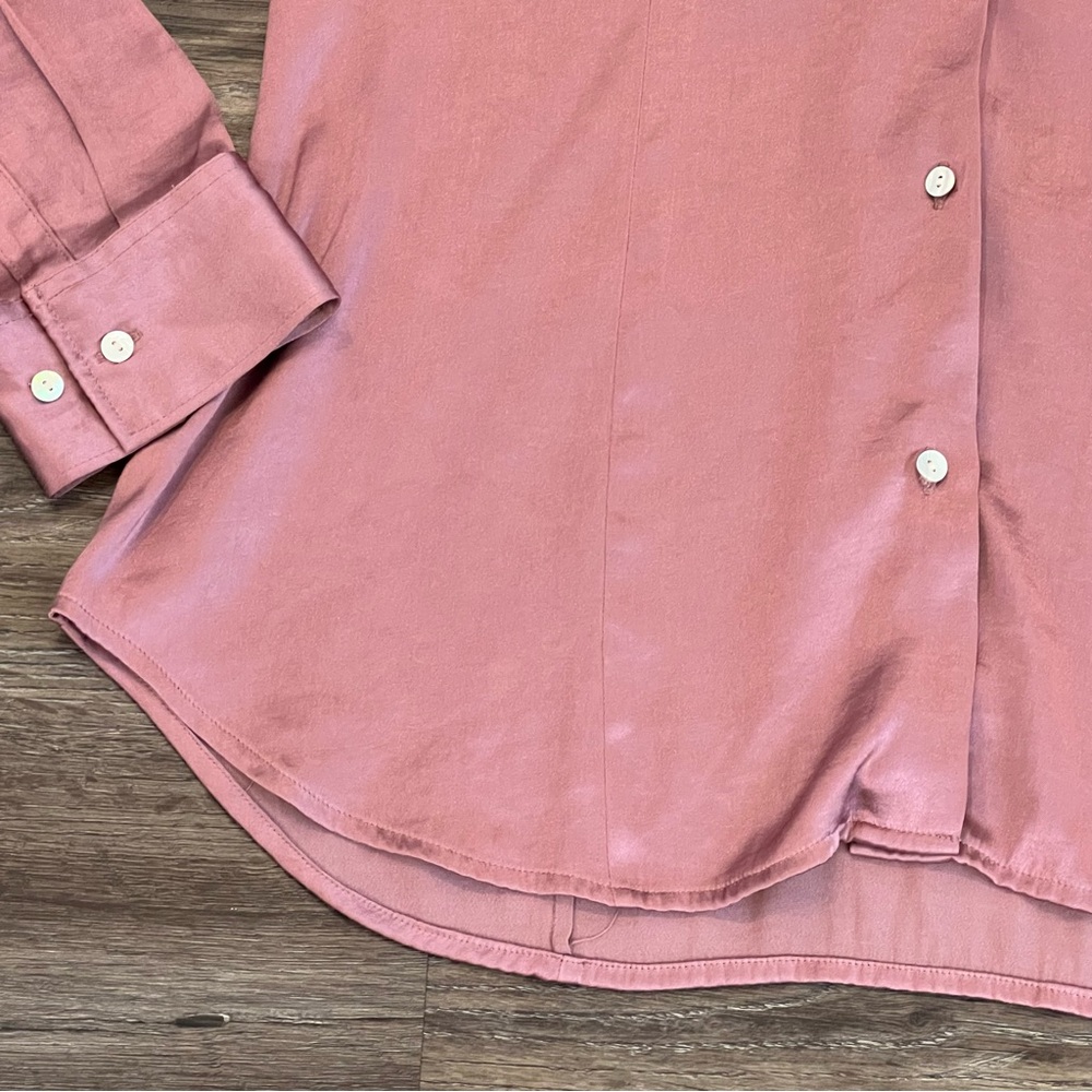 Madewell Mauve Satin Button-Up Blouse - Picture 4 of 9